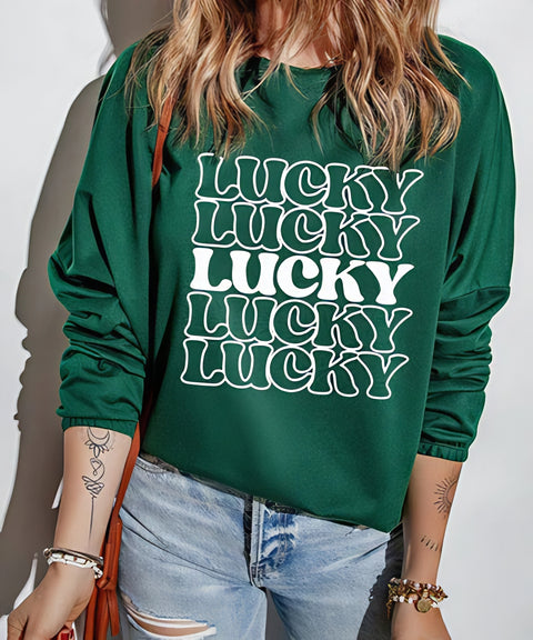 LUCKY Round Neck Dropped Sweatshirt