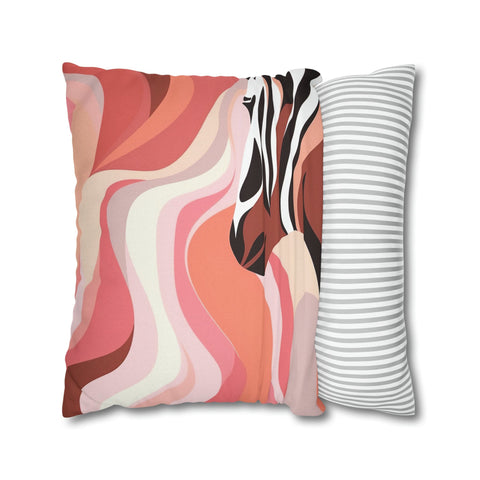 Decorative Throw Pillow Covers With Zipper - Set Of 2, Boho Pink And White Contemporary Art Lines-4