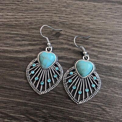 Heart & Leaf Rhinestone Turquoise Earrings