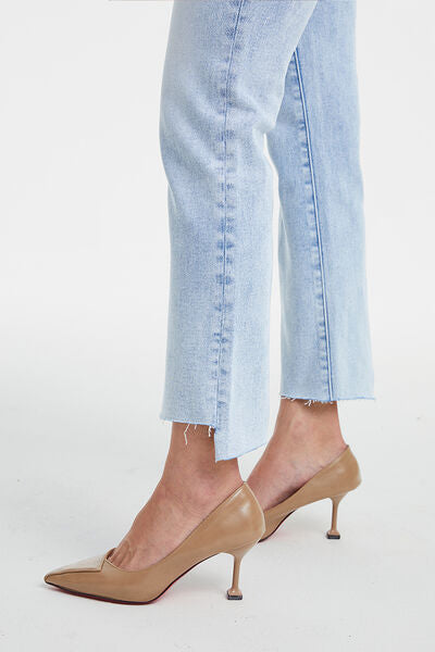 Modern High Waist Washed Straight Jeans