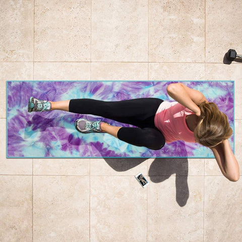 Tie Dye Yoga Mat Towel with Slip-Resistant Grip Dots-4