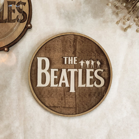 Set of 6 The Beatles Wooden Coasters - Handmade Gift - Housewarming - Wood Kitchenware - Rock Band-4