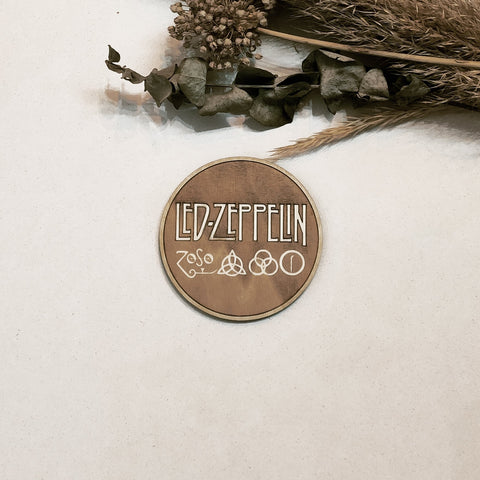 Set of 6 Led Zeppelin Wooden Coasters - Handmade Gift - Housewarming - Wood Kitchenware-2