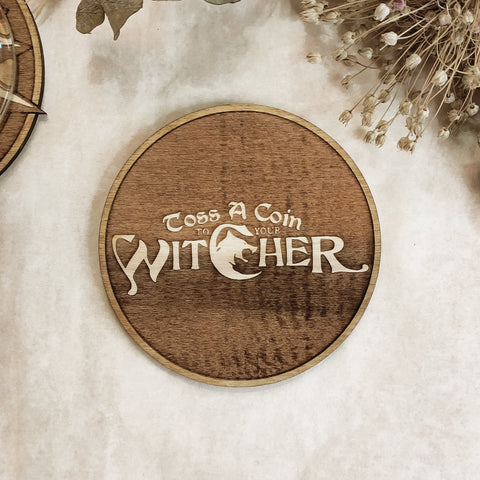 Set of 6 The Witcher Wooden Coasters - Handmade Gift - Housewarming - Wood Kitchenware-6