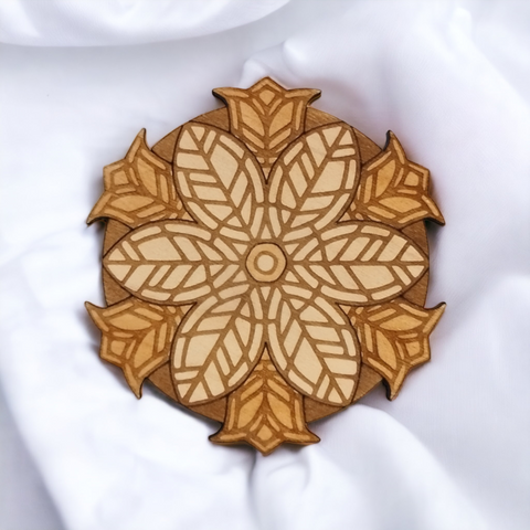 Set of 4 Mandala Wooden Coasters - Handmade Gift - Housewarming - Wood Kitchenware-2