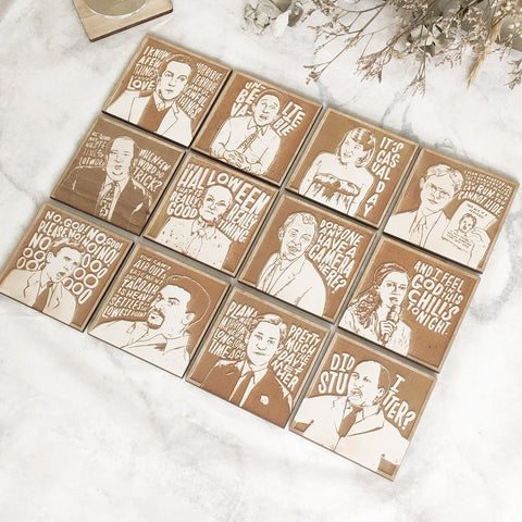 Set of 12 The Office Wooden Coasters - Handmade Gift - Housewarming - Wood Kitchenware-1