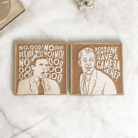 Set of 12 The Office Wooden Coasters - Handmade Gift - Housewarming - Wood Kitchenware-4