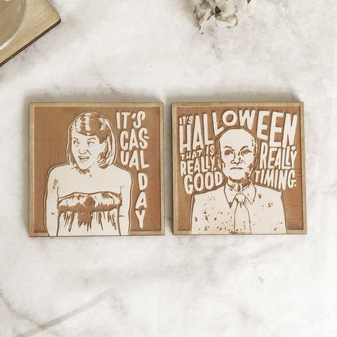 Set of 12 The Office Wooden Coasters - Handmade Gift - Housewarming - Wood Kitchenware-5