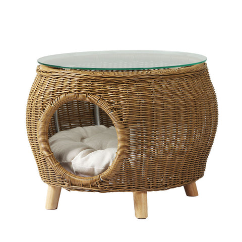 Gardeon Side Table Coffee Pet Bed Wicker Indoor Outdoor Furniture Patio Desk-0