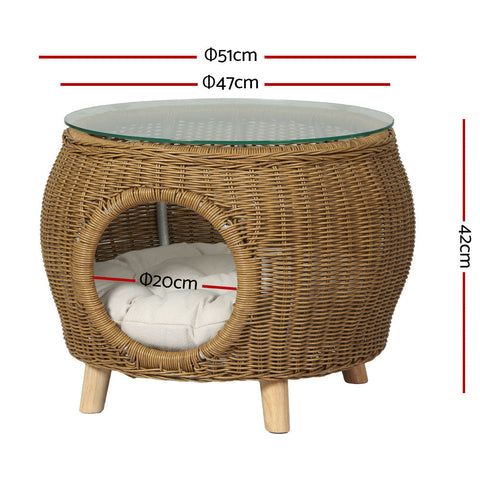 Gardeon Side Table Coffee Pet Bed Wicker Indoor Outdoor Furniture Patio Desk-1