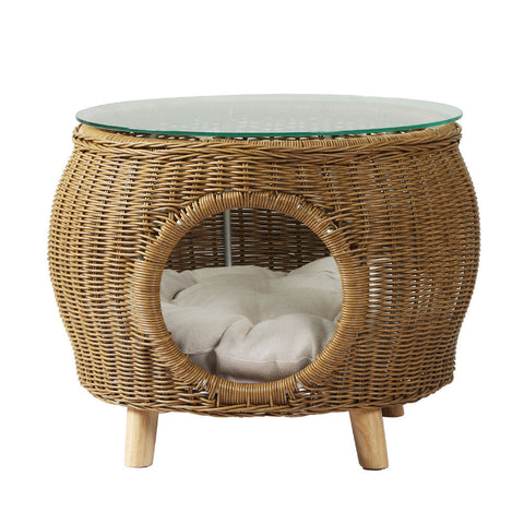 Gardeon Side Table Coffee Pet Bed Wicker Indoor Outdoor Furniture Patio Desk-2