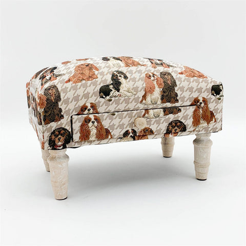 Dog Fabric Footstool with Drawer-0