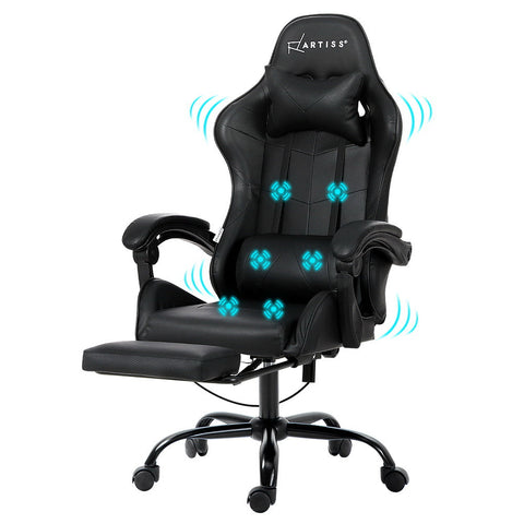 Artiss Gaming Office Chair Racing Massage Computer Seat Footrest Leather-0