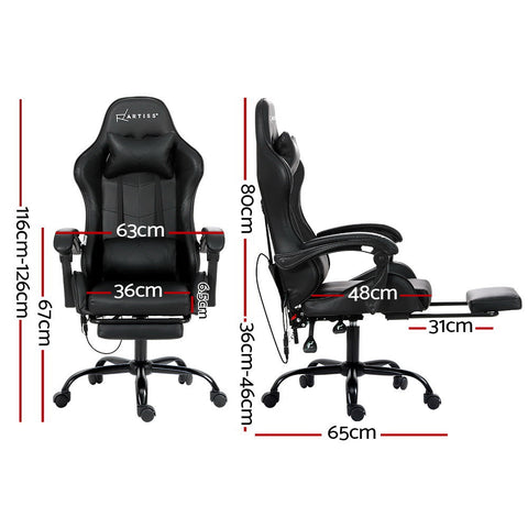 Artiss Gaming Office Chair Racing Massage Computer Seat Footrest Leather-1