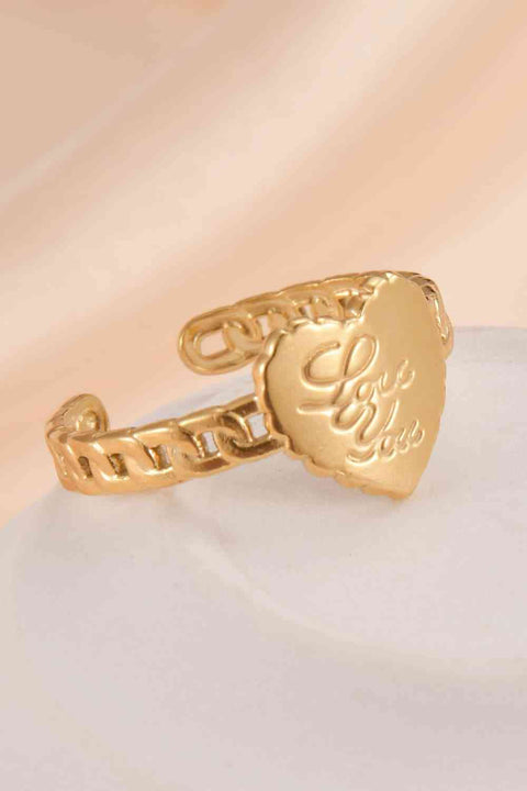 14K Gold Plated 'LOVE YOU' Open Ring