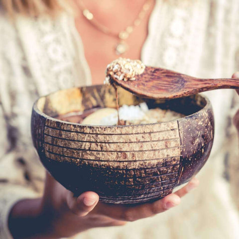 Patterned Coconut Bowl & Spoon Single Set-8