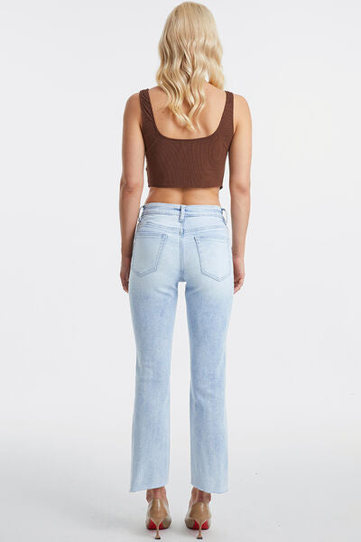 Modern High Waist Washed Straight Jeans