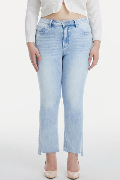 Modern High Waist Washed Straight Jeans