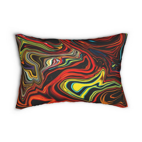 Decorative Lumbar Throw Pillow, Multicolor Marble Pattern-0