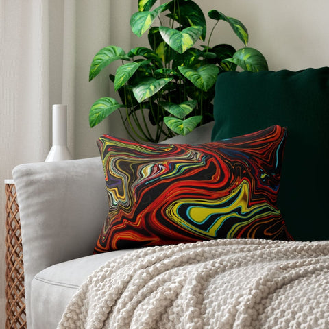 Decorative Lumbar Throw Pillow, Multicolor Marble Pattern-2